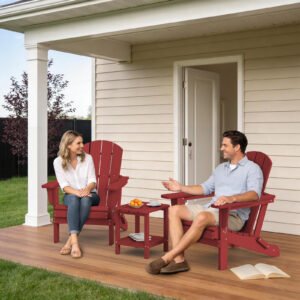 Folding Adirondack Chair – Dark Red - Image 3