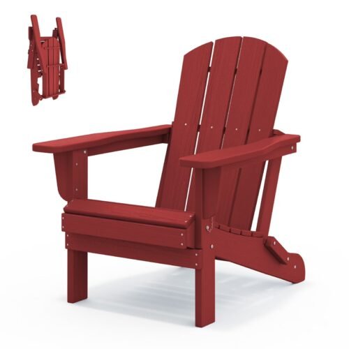 Folding Adirondack Chair – Dark Red