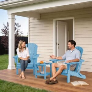 Folding Adirondack Chair – Light Blue - Image 3